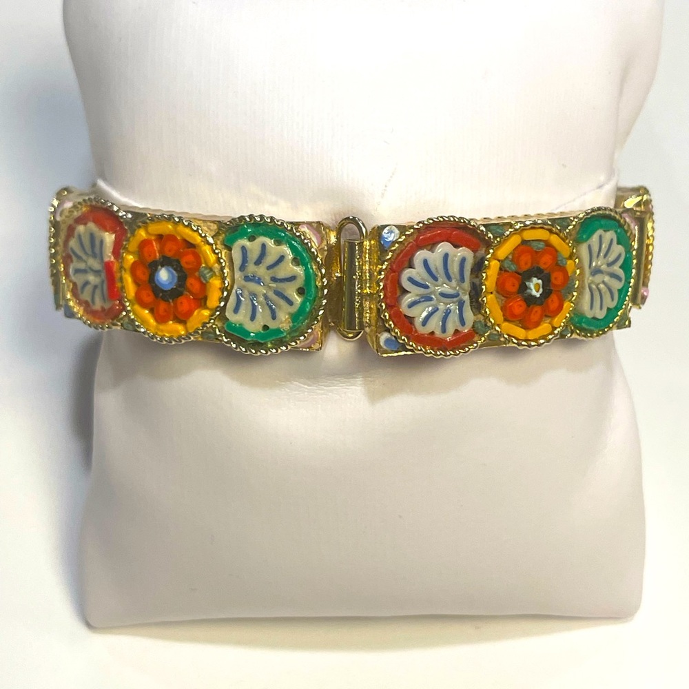 Italian exquisite micro mosaic bracelet, dating early 1940’s linked bracelet.